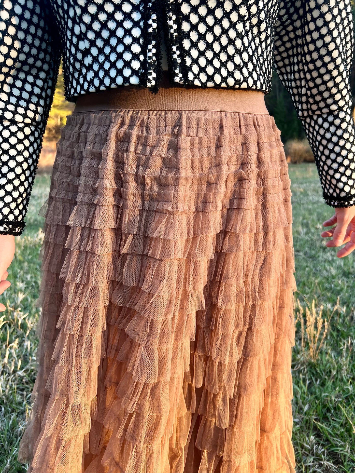 Mocha Tulle Tiered skirt
