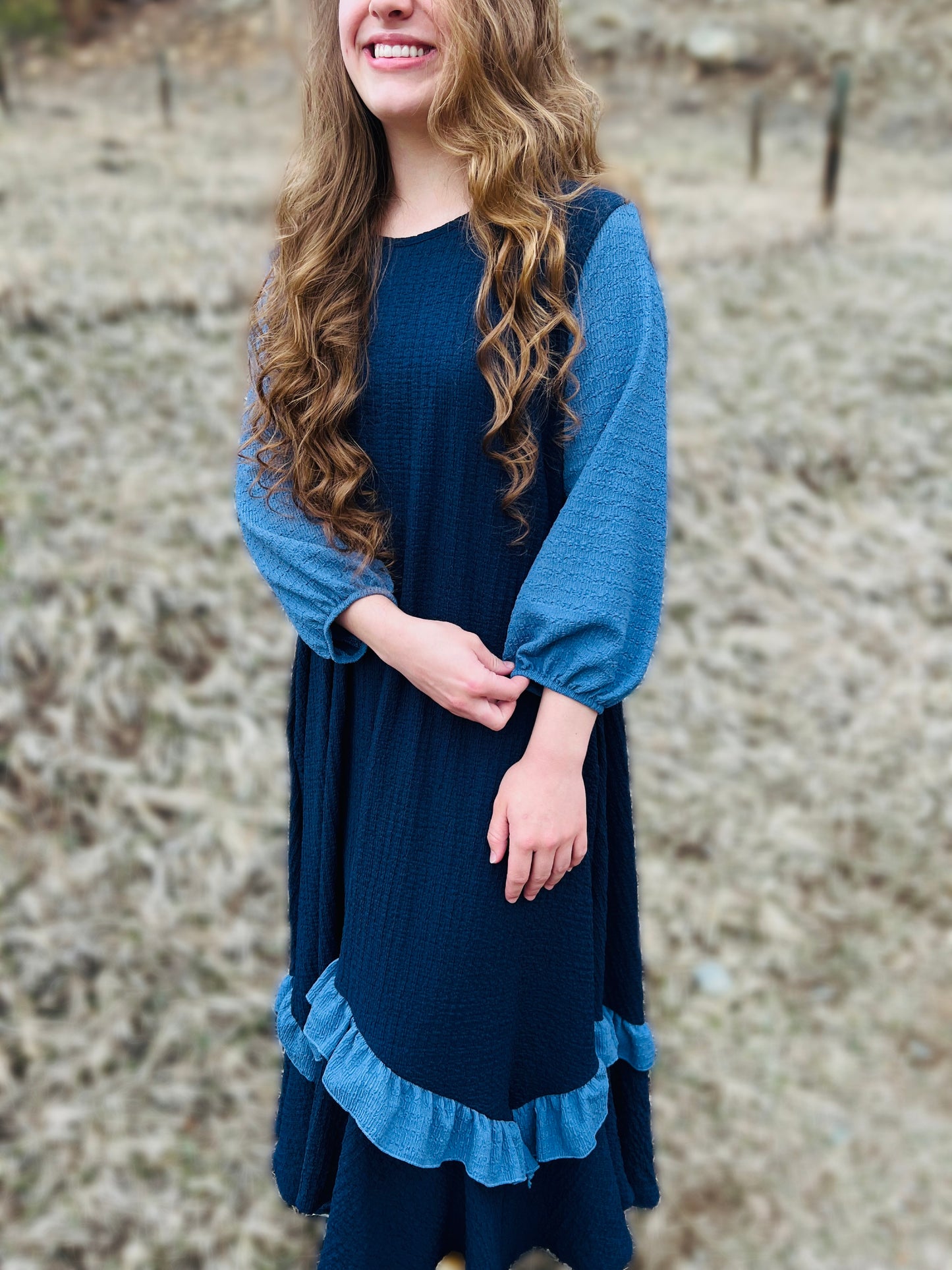 Textured high low Skies dress