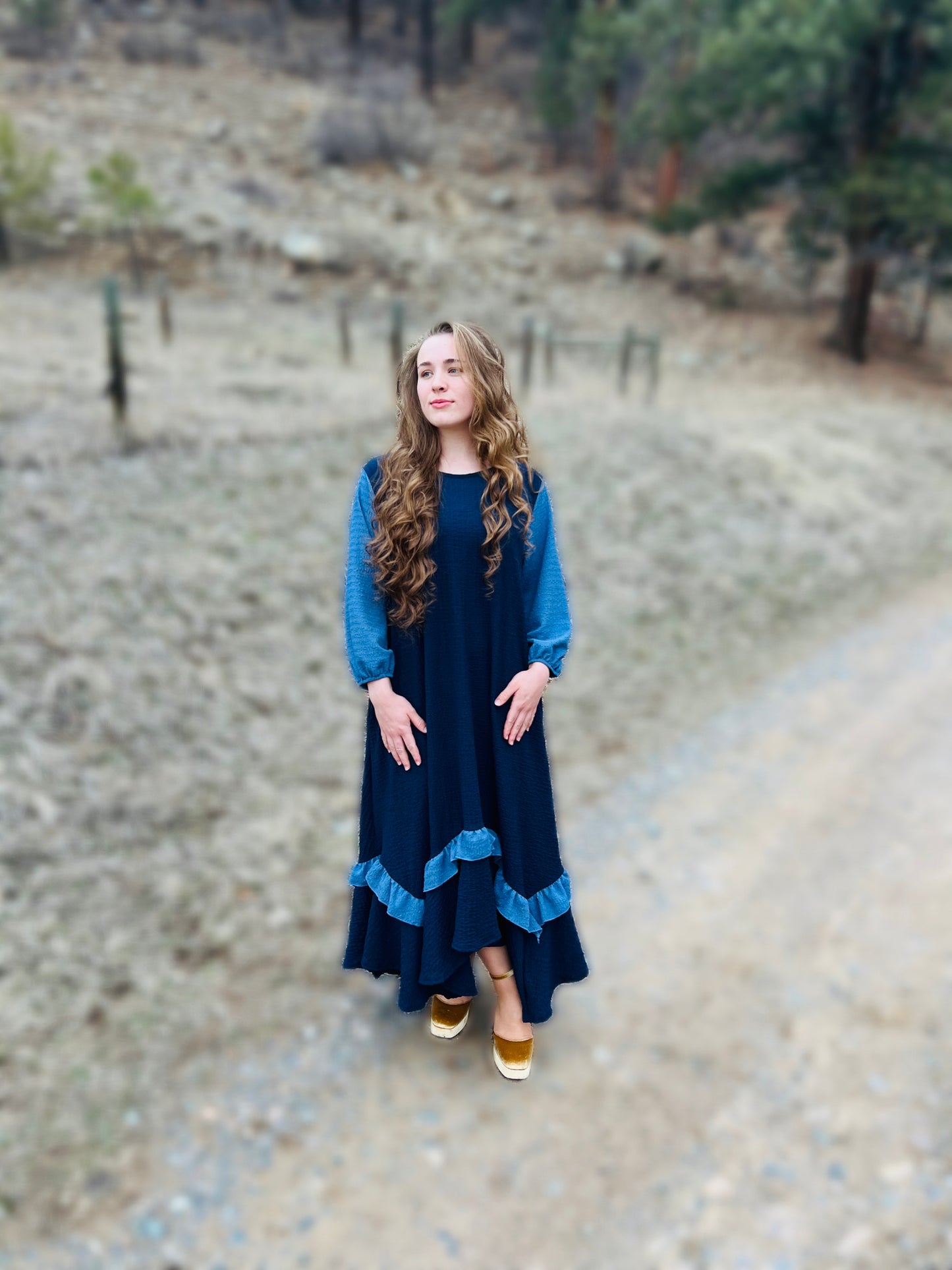 Textured high low Skies dress