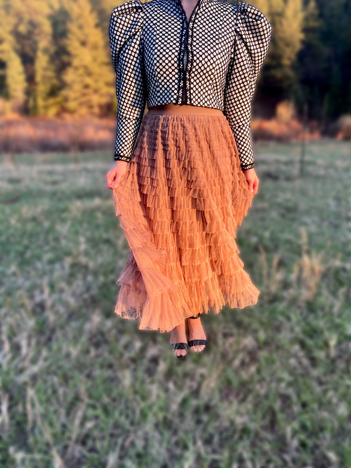 Mocha Tulle Tiered skirt