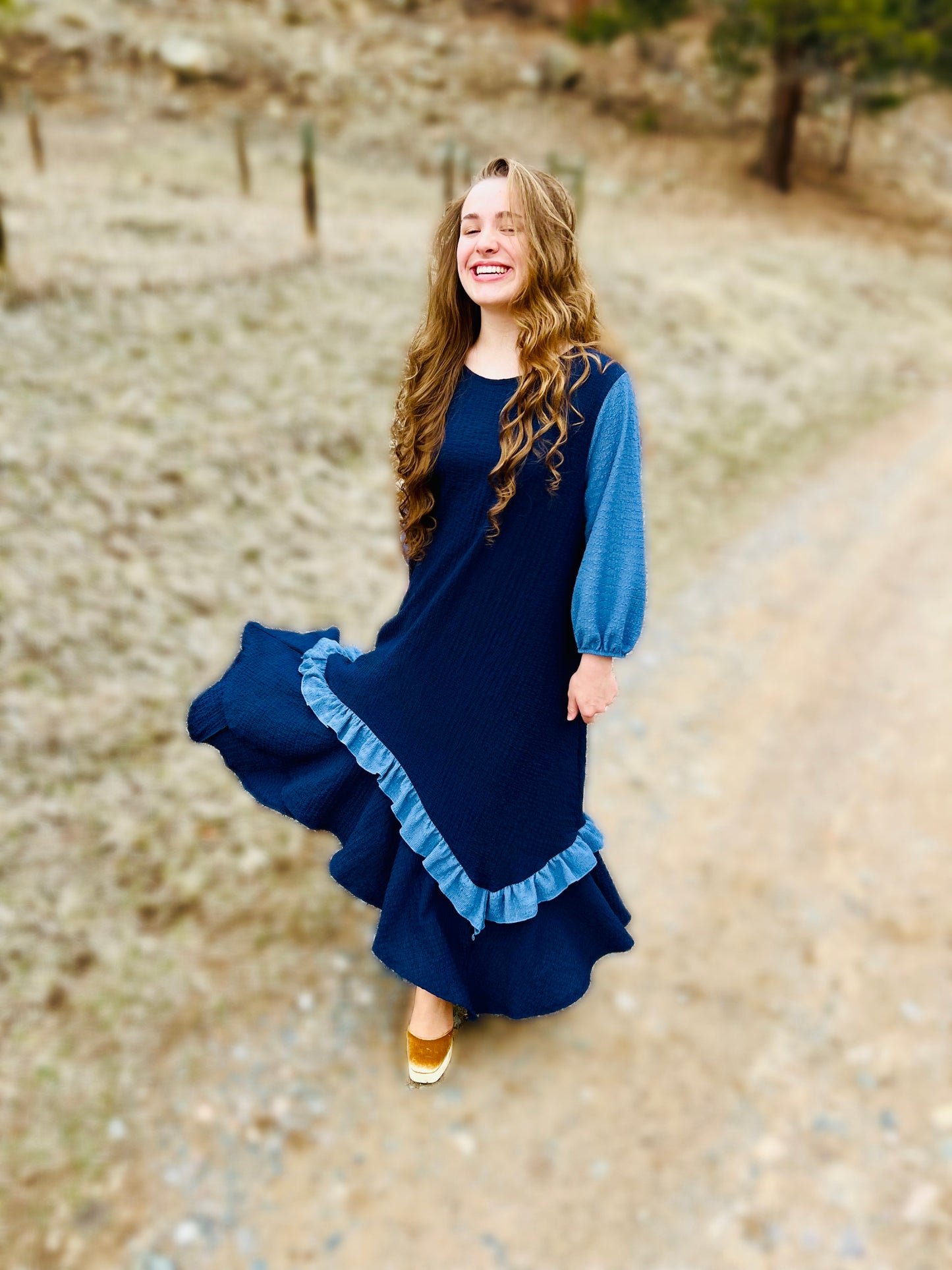 Textured high low Skies dress