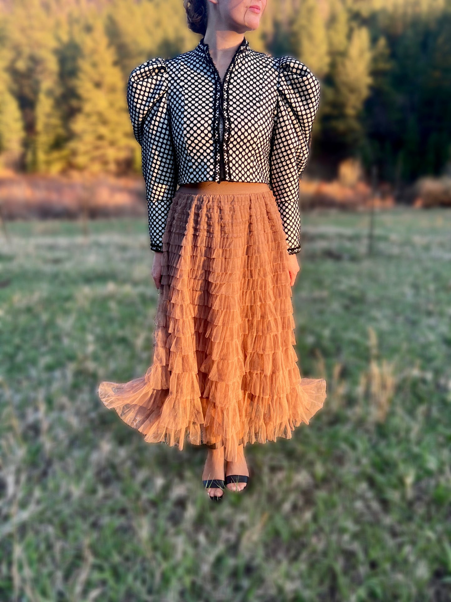 Mocha Tulle Tiered skirt