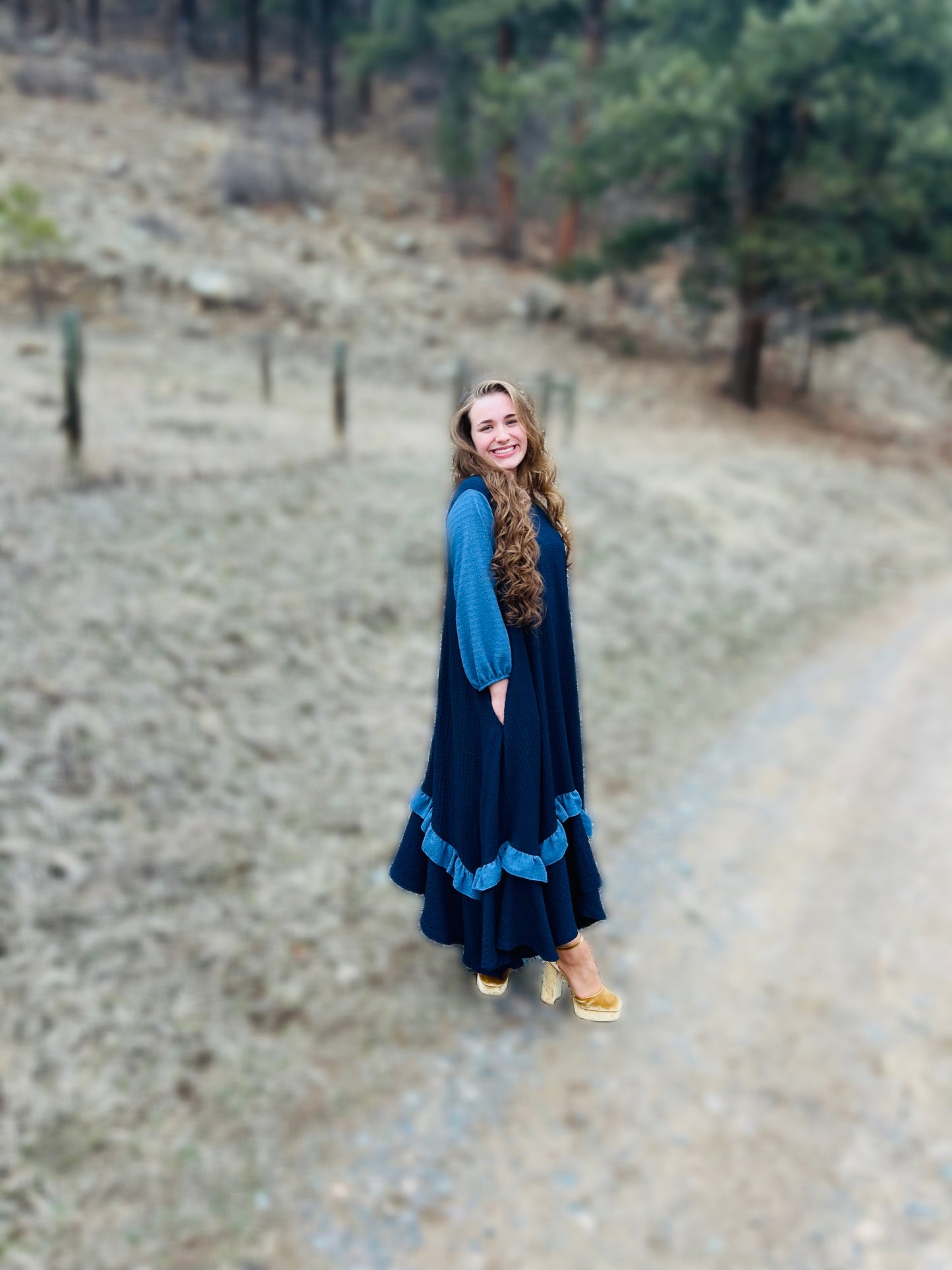 Textured high low Skies dress