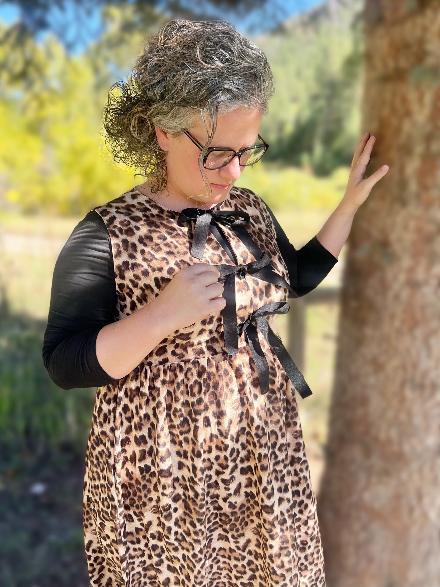 Leopard Printed Sleeveless Midi Dress- Plus Size