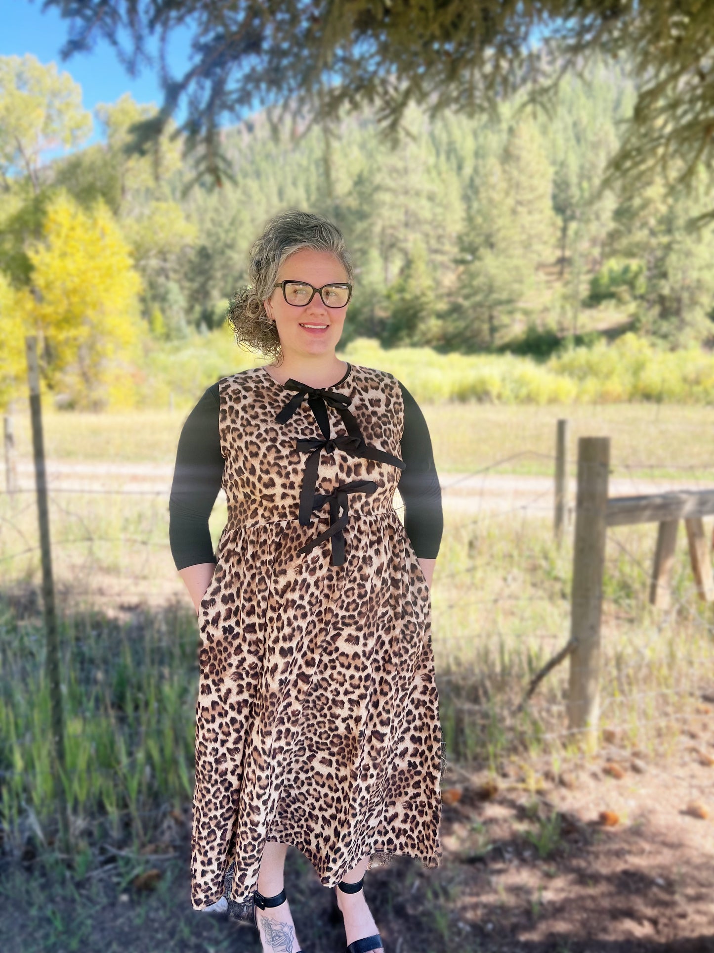 Leopard Printed Sleeveless Midi Dress- Plus Size