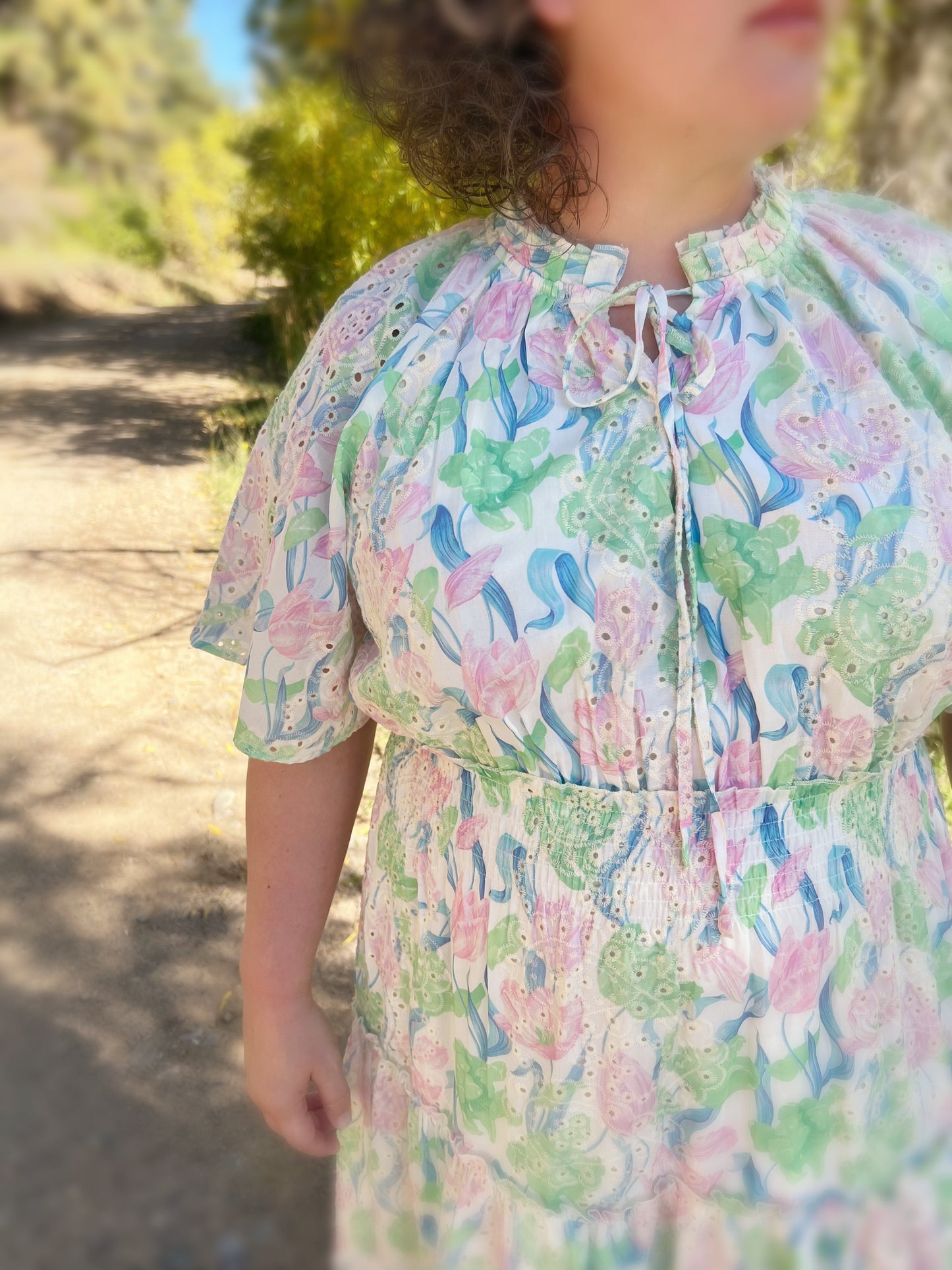 Eyelet lace tiered Dress-Plus size