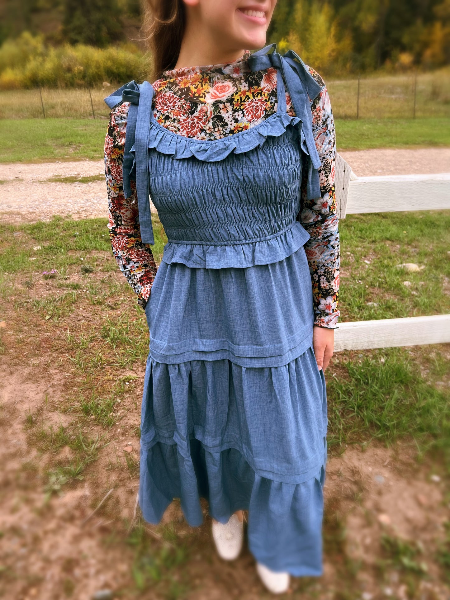 Mesh floral long sleeve shirt