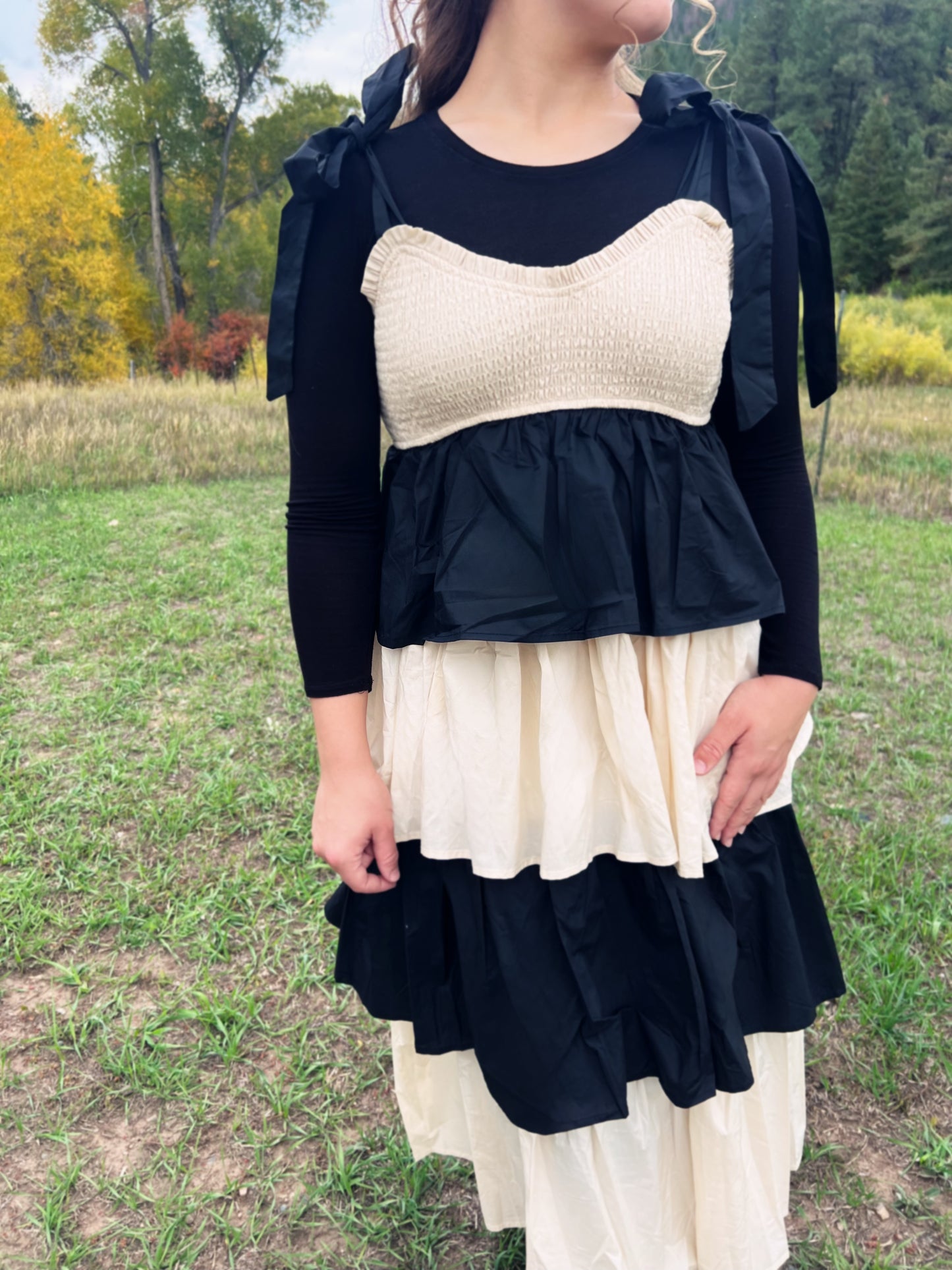 Cream tiered smoke Dress