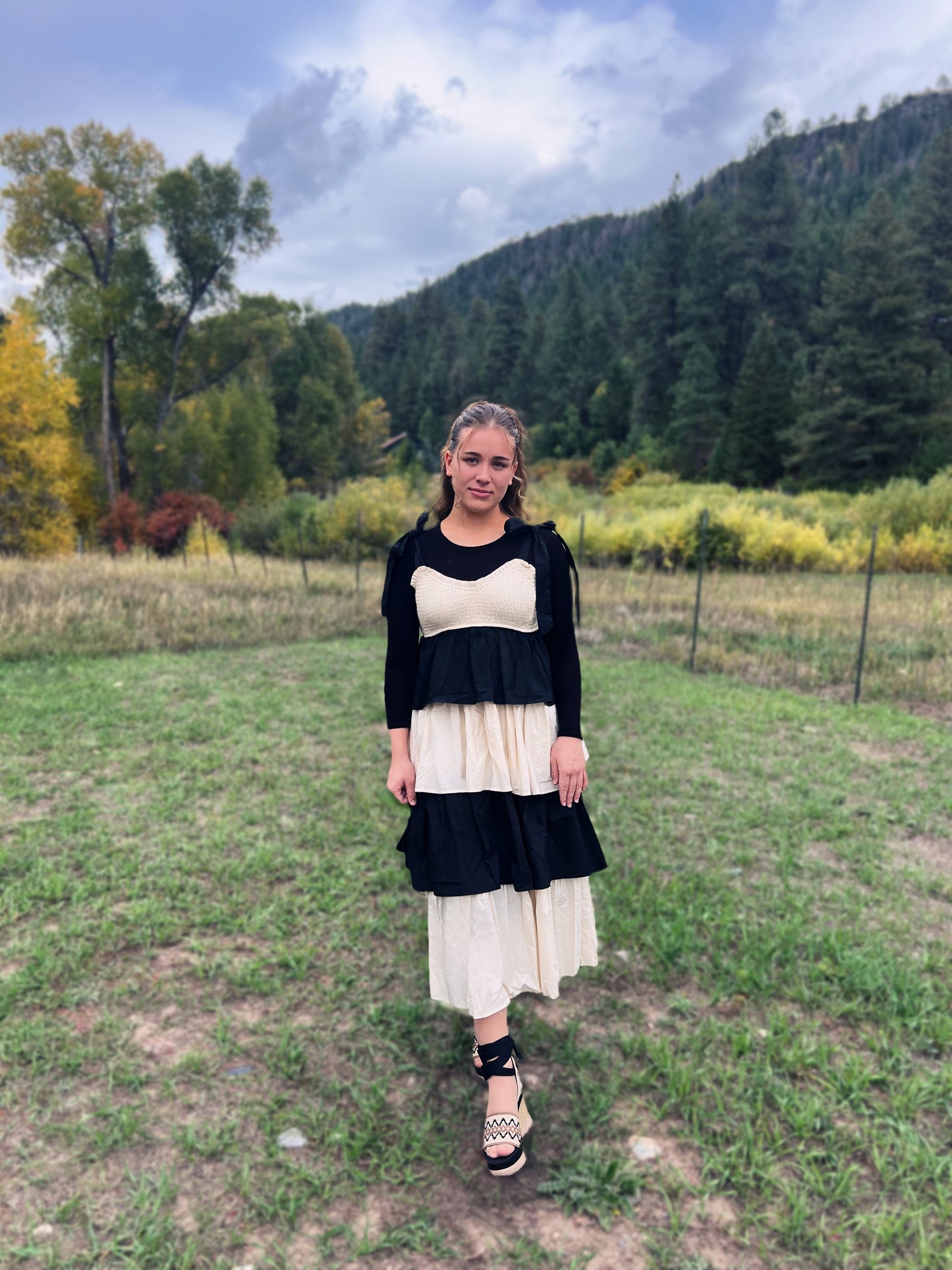 Cream tiered smoke Dress