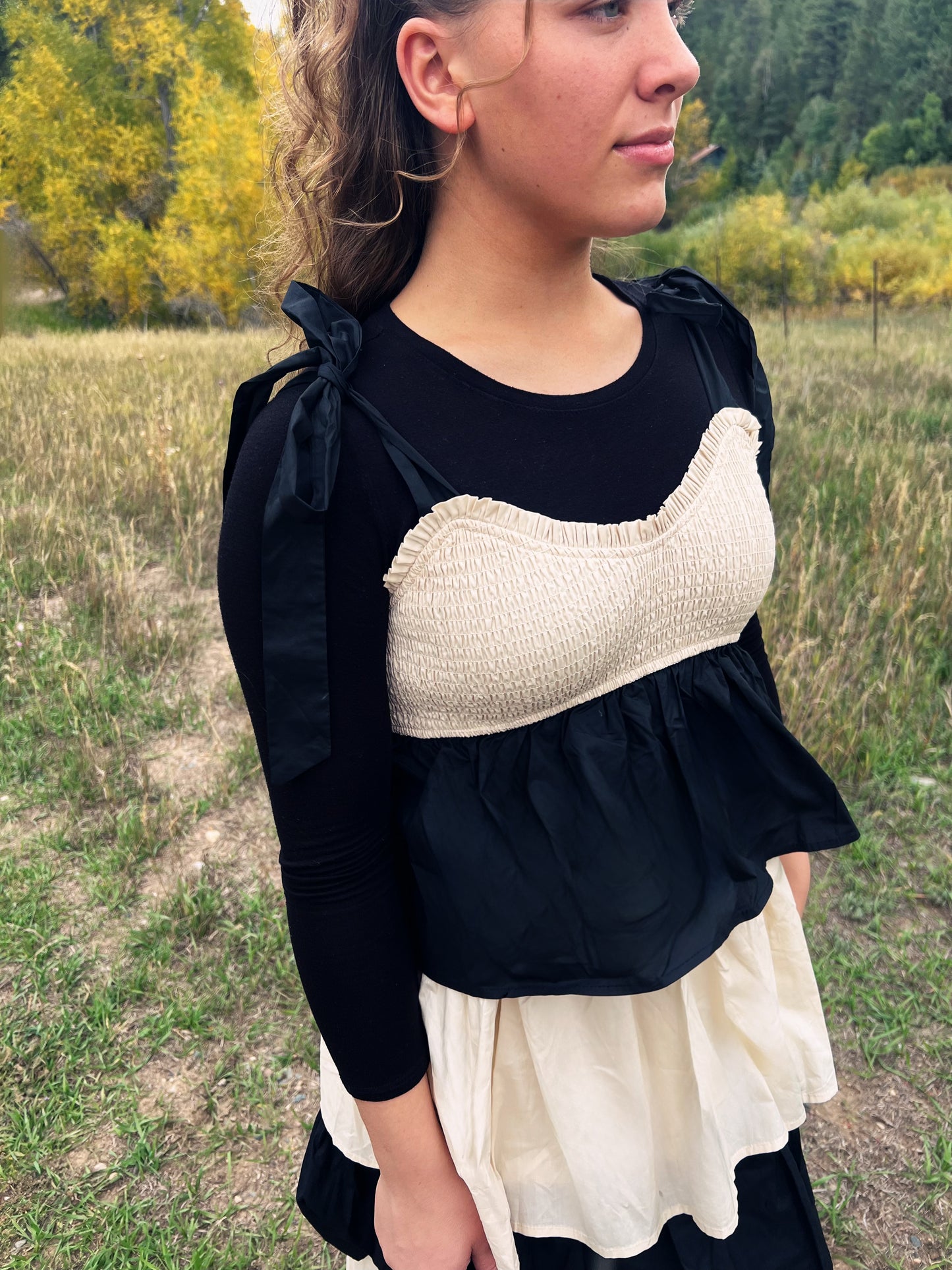 Cream tiered smoke Dress