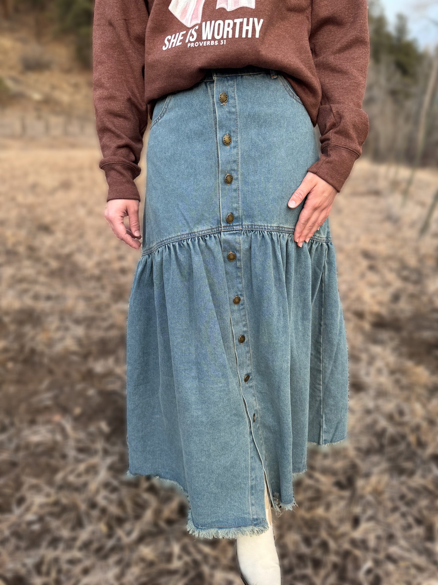 Our washed denim-skirt