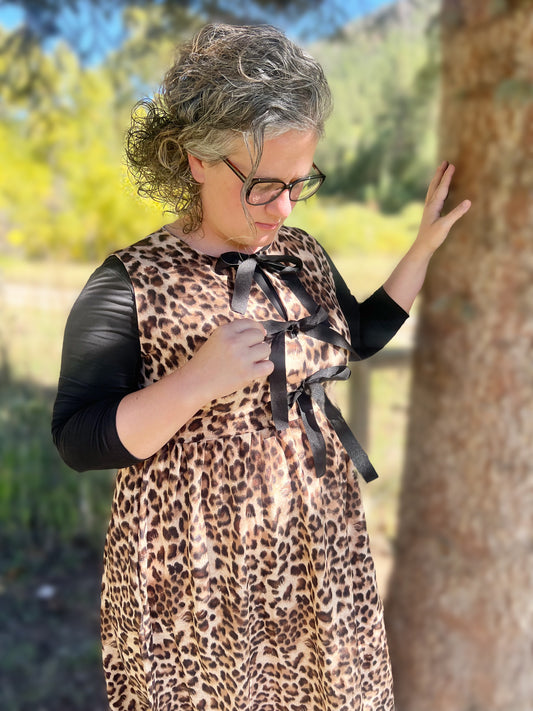 Leopard Printed Sleeveless Midi Dress- Plus Size