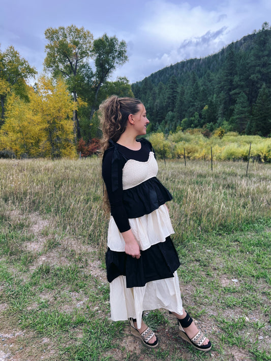Cream tiered smoke Dress