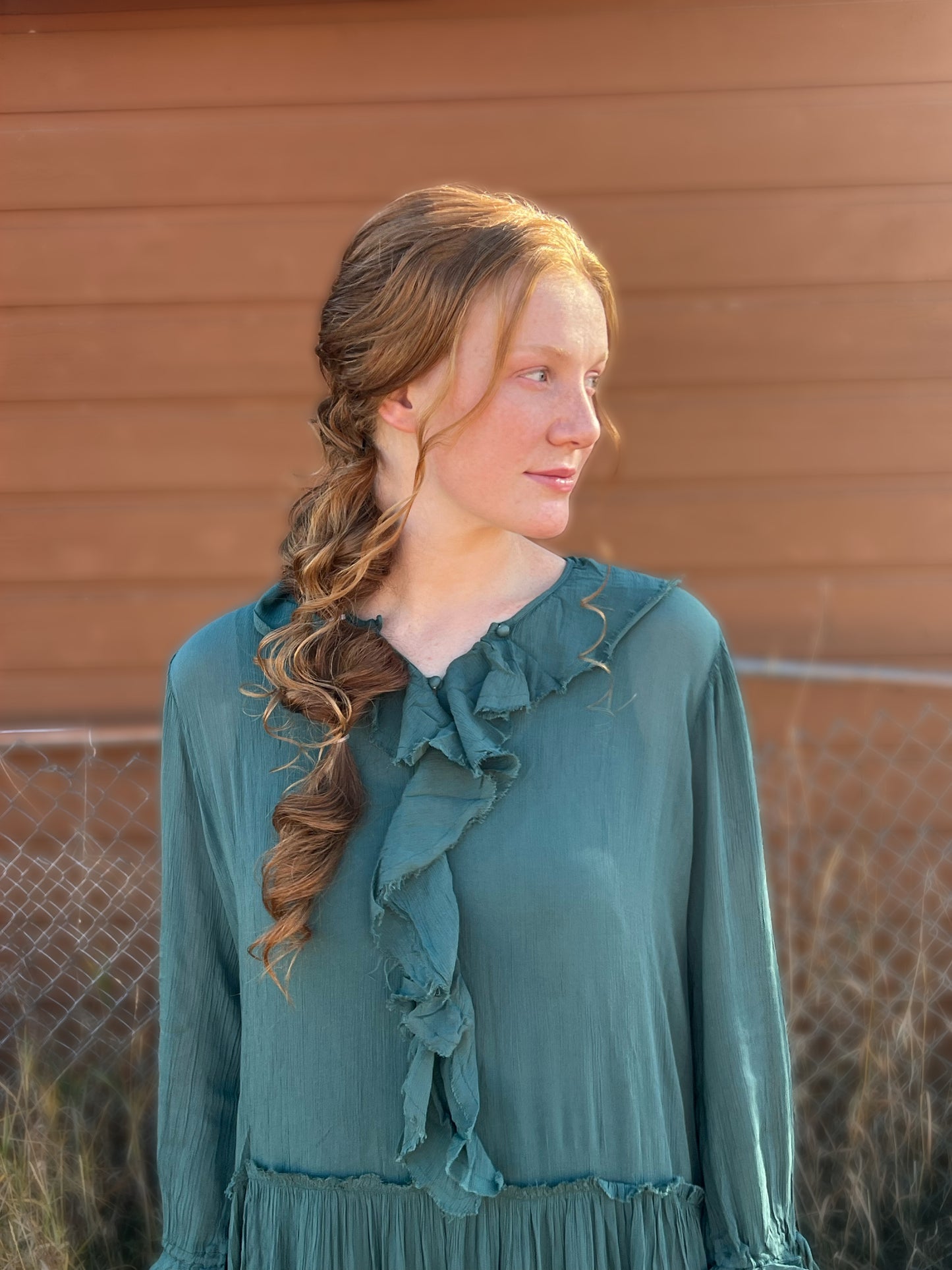 Pine frill maxi dress