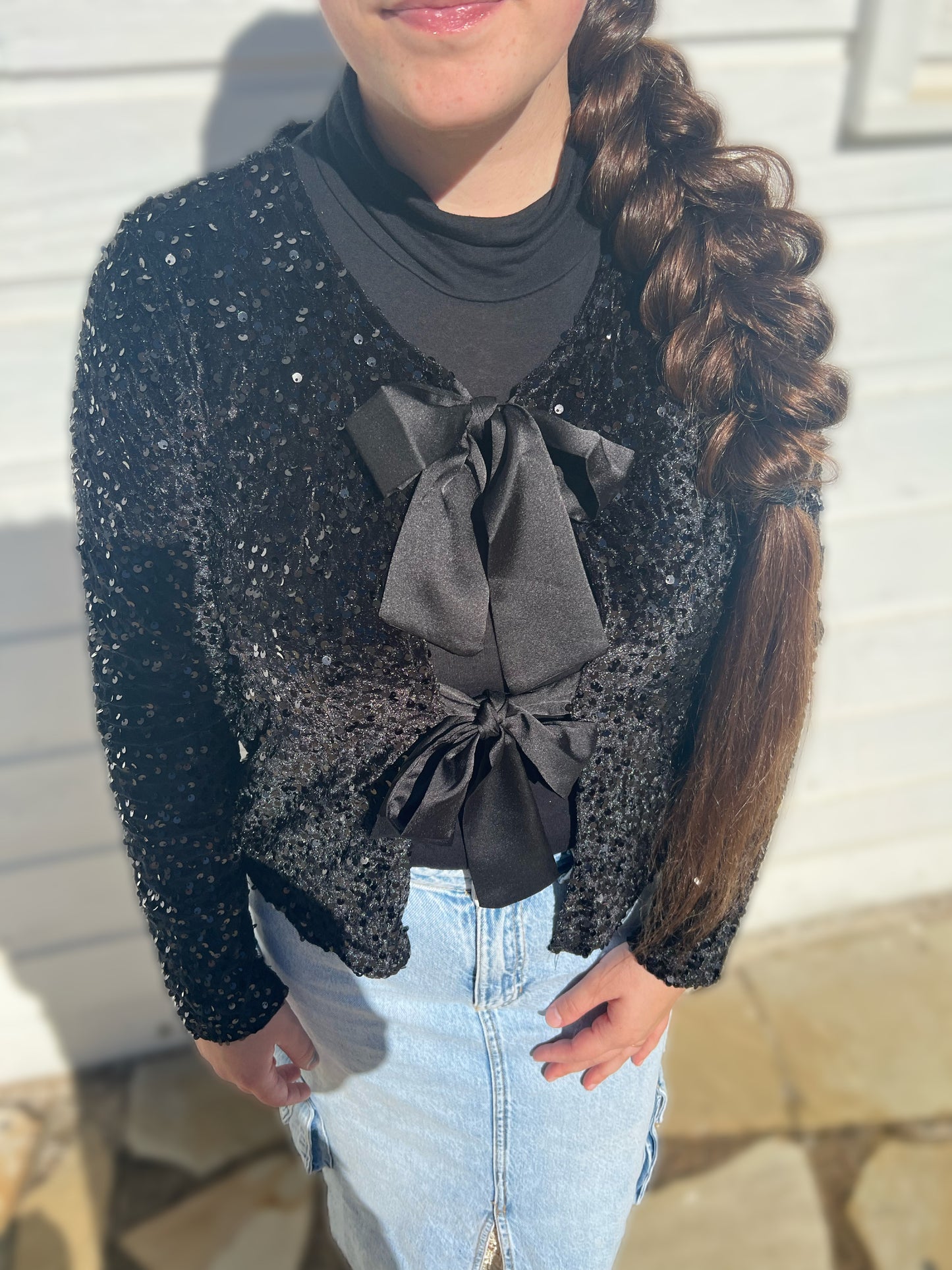 Our Velvet double bow shirt