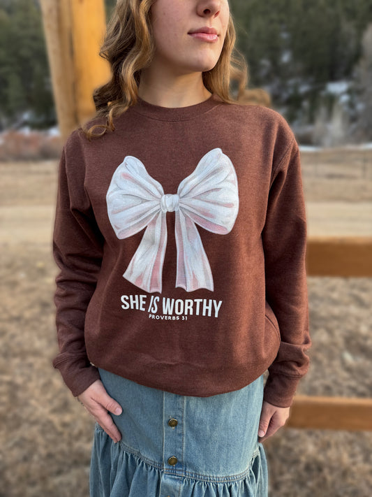 She is worthy sweatshirt