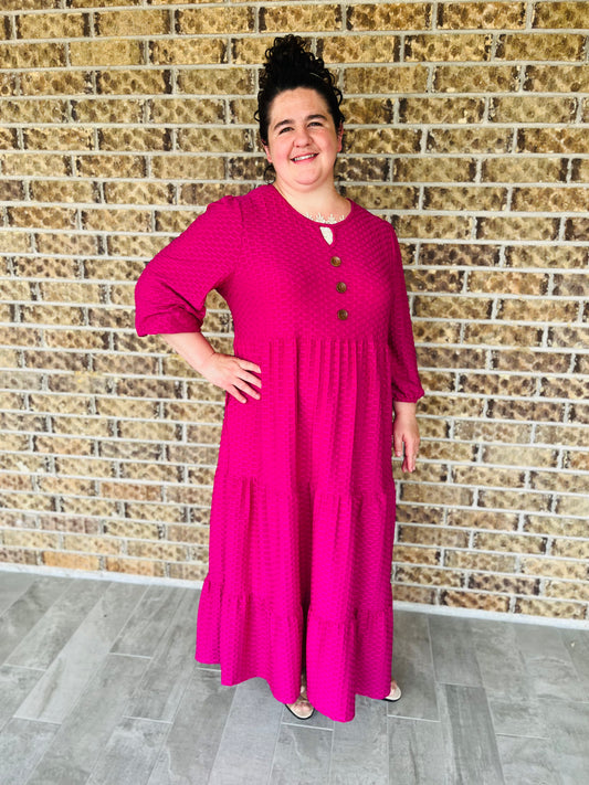 Plus Magenta honey comb maxi dress